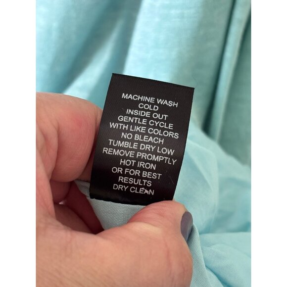 Stella Carakasi Aqua Linen Sleeveless V-Neck Flowy Asymmetrical Dress - Picture 5 of 12